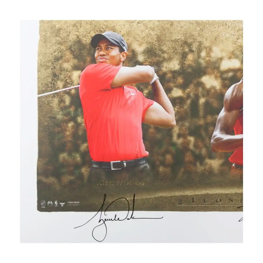 WAYNE GRETZKY, MICHAEL JORDAN & TIGER WOODS AUTOGRAPHED ICONS OF SPORT - FRAMED