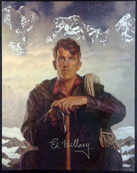 SIR EDMUND HILLARY AUTOGRAPHED MOUNT EVEREST & BEYOND POSTER