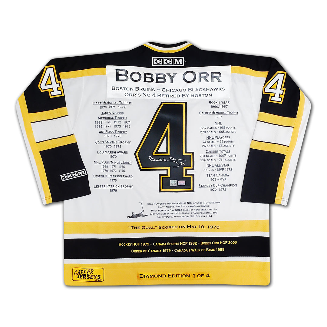 Bobby Orr Career Jersey White Diamond Edition 1 Of 4 Signed - Boston Bruins, Boston Bruins, NHL, Hockey, Autographed, Signed, CJPCH32873