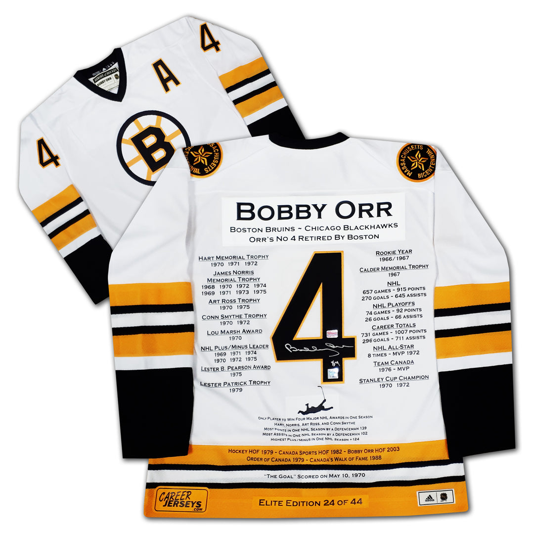 Bobby Orr Career Jersey White Elite Edition Of 44 Signed - Boston Bruins, Boston Bruins, NHL, Hockey, Autographed, Signed, CJCJH32903