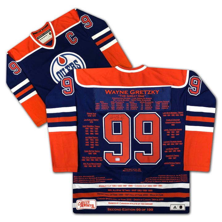 Wayne Gretzky Career Jersey Ltd Edition 99/199 - Uda Signed - Edmonton Oilers, Edmonton Oilers, NHL, Hockey, Autographed, Signed, CJPCH32802