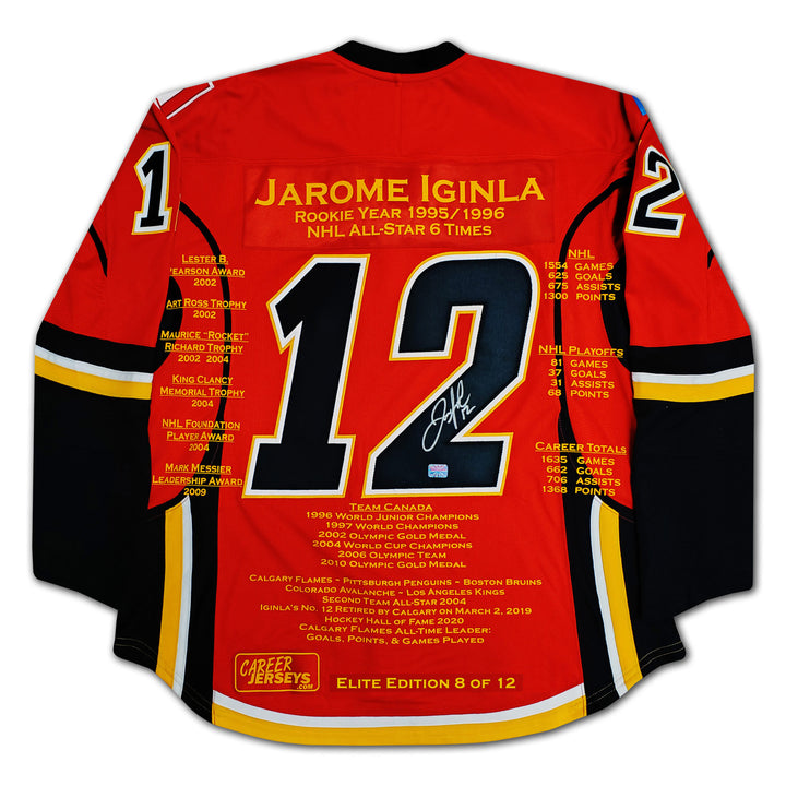Jarome Iginla Signed Career Jersey Elite Edition Of 12 Calgary Flames, Calgary Flames, NHL, Hockey, Autographed, Signed, CJCJH33231