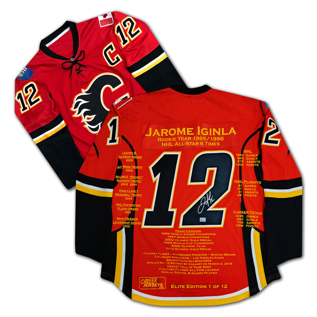 Jarome Iginla Signed Career Jersey Elite Edition #1 Of 12 Calgary Flames, Calgary Flames, NHL, Hockey, Autographed, Signed, CJPCH33232