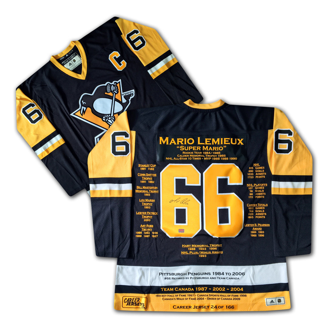 Mario Lemieux Career Jersey Autographed - Ltd Ed 166 - Pittsburgh Penguins, Pittsburgh Penguins, NHL, Hockey, Autographed, Signed, CJCJH30014