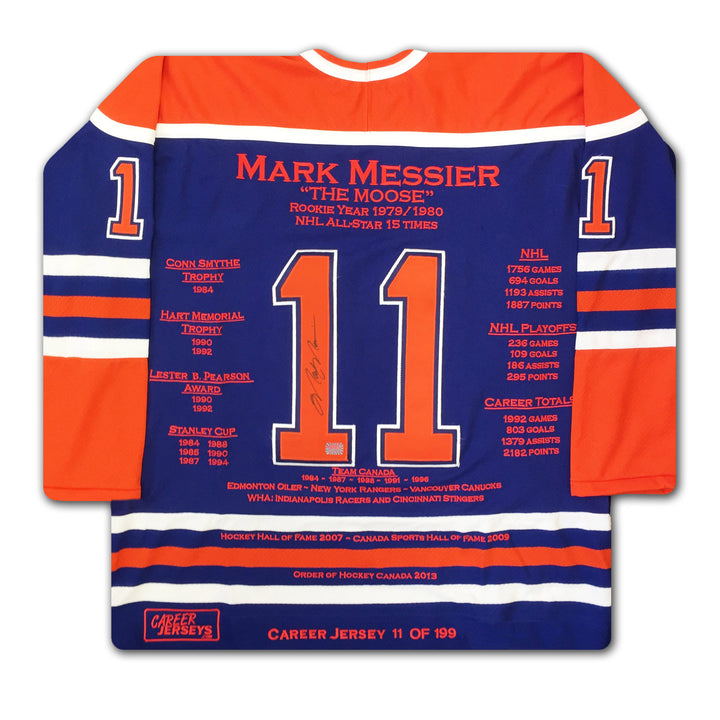 Mark Messier Career Jersey #11 Of 199 Autographed - Edmonton Oilers, Edmonton Oilers, NHL, Hockey, Autographed, Signed, CJPCH30082