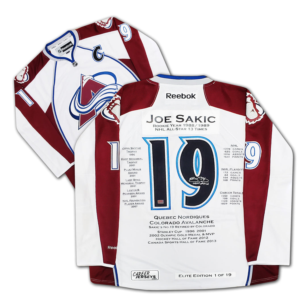 Joe Sakic Career Jersey Elite Edition #1 Of 19 Signed - Colorado Avalanche, Colorado Avalanche, NHL, Hockey, Autographed, Signed, CJPCH32761