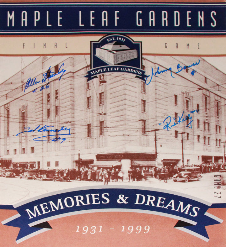 Tml Gardens Final Ticket - Stanley, Kennedy, Bower & Kelly 16X20 Photograph, Toronto Maple Leafs, NHL, Hockey, Autographed, Signed, AAHPH30322