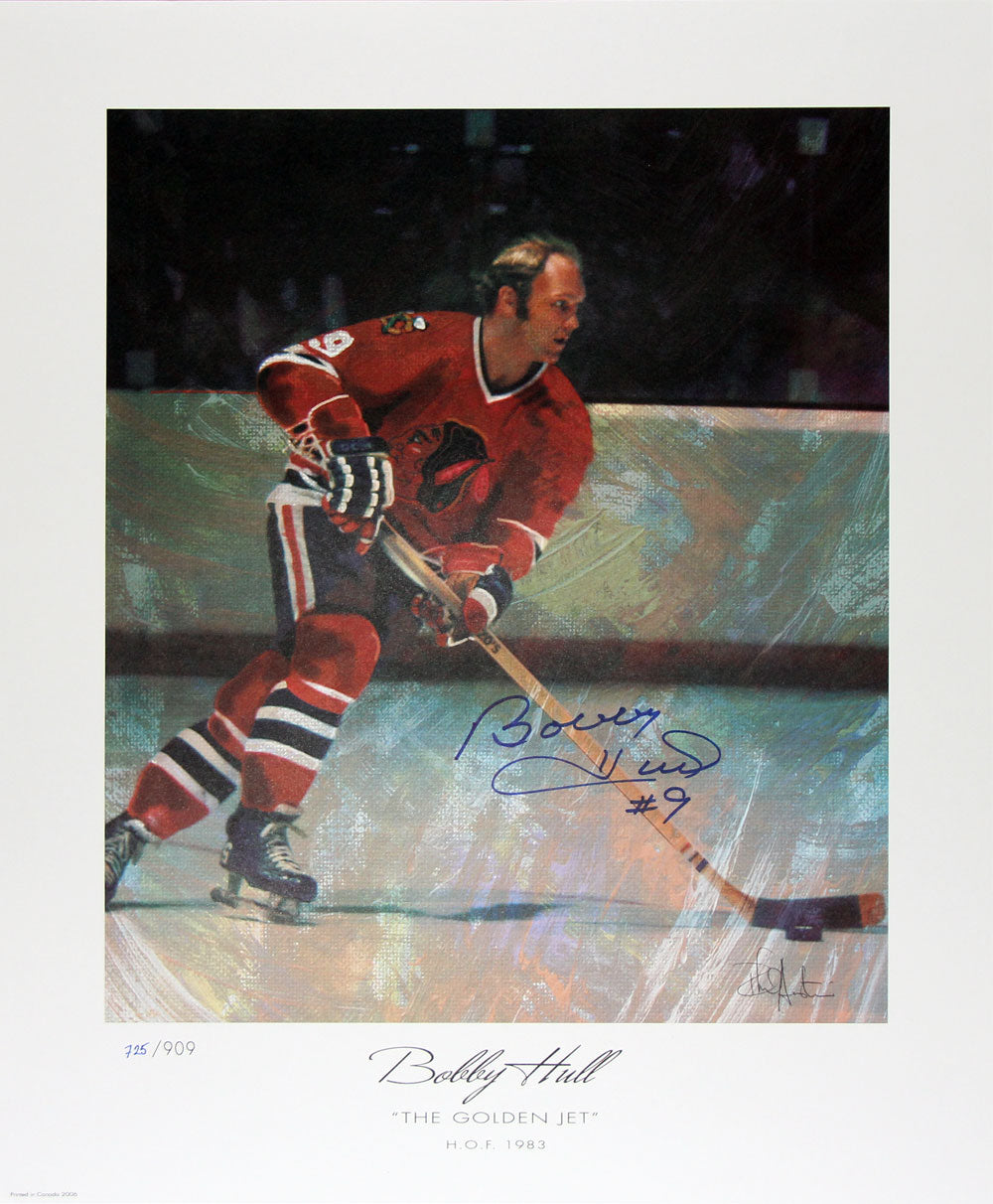 The Golden Jet Signed Lithograph Ltd. Ed. - Bobby Hull Chicago Blackhawks, Chicago Blackhawks, NHL, Hockey, Autographed, Signed, AALCH30358