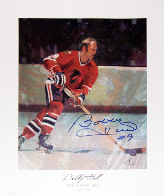The Golden Jet Autographed Lithograph - Bobby Hull Chicago Blackhawks, Chicago Blackhawks, NHL, Hockey, Autographed, Signed, AALCH30357