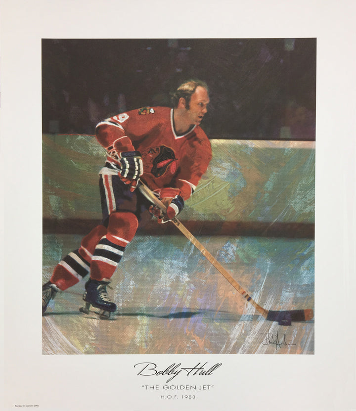 The Golden Jet Lithograph - Bobby Hull Chicago Blackhawks, Chicago Blackhawks, NHL, Hockey, Collectibile Memorabilia, AALCH32475