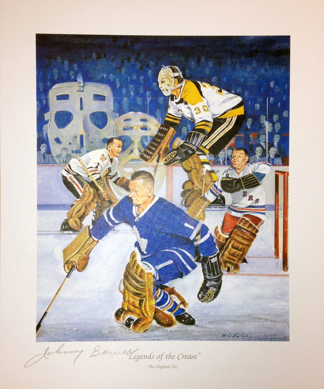 Legends Of The Crease Signed Lithograph - Bower, Toronto Maple Leafs, New York Rangers, NHL, Hockey, Autographed, Signed, AALCH30343