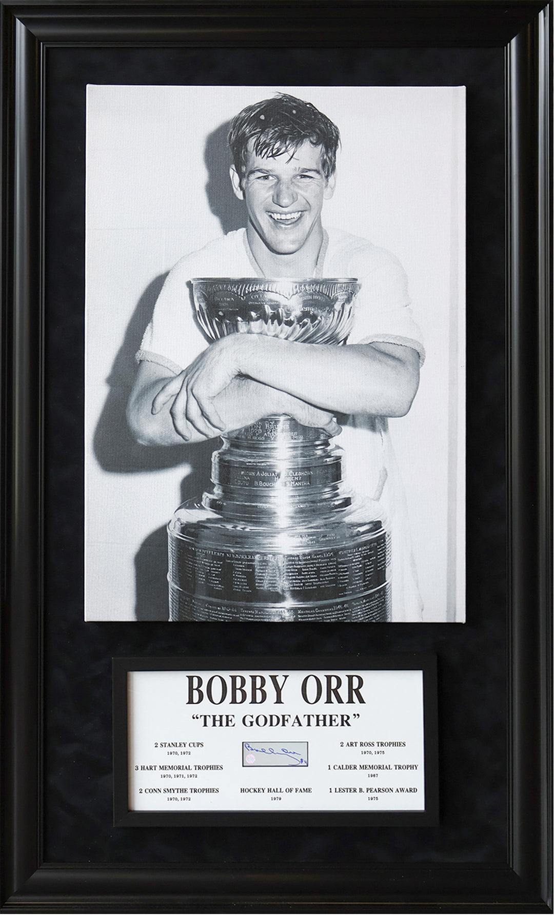 All Time Greats: Bobby Orr Signature Framed Plaque & Canvas, Boston Bruins, NHL, Hockey, Autographed, Signed, AACMH33269