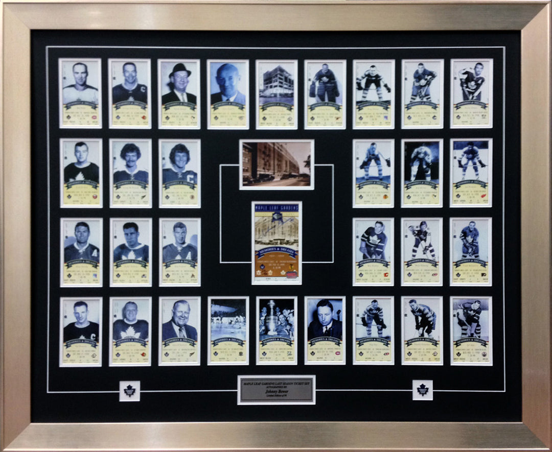 Toronto Maple Leaf Gardens Last Ticket Set Signed Johnny Bower - Ltd Ed Of 99, Toronto Maple Leafs, NHL, Hockey, Autographed, Signed, AACMH30207