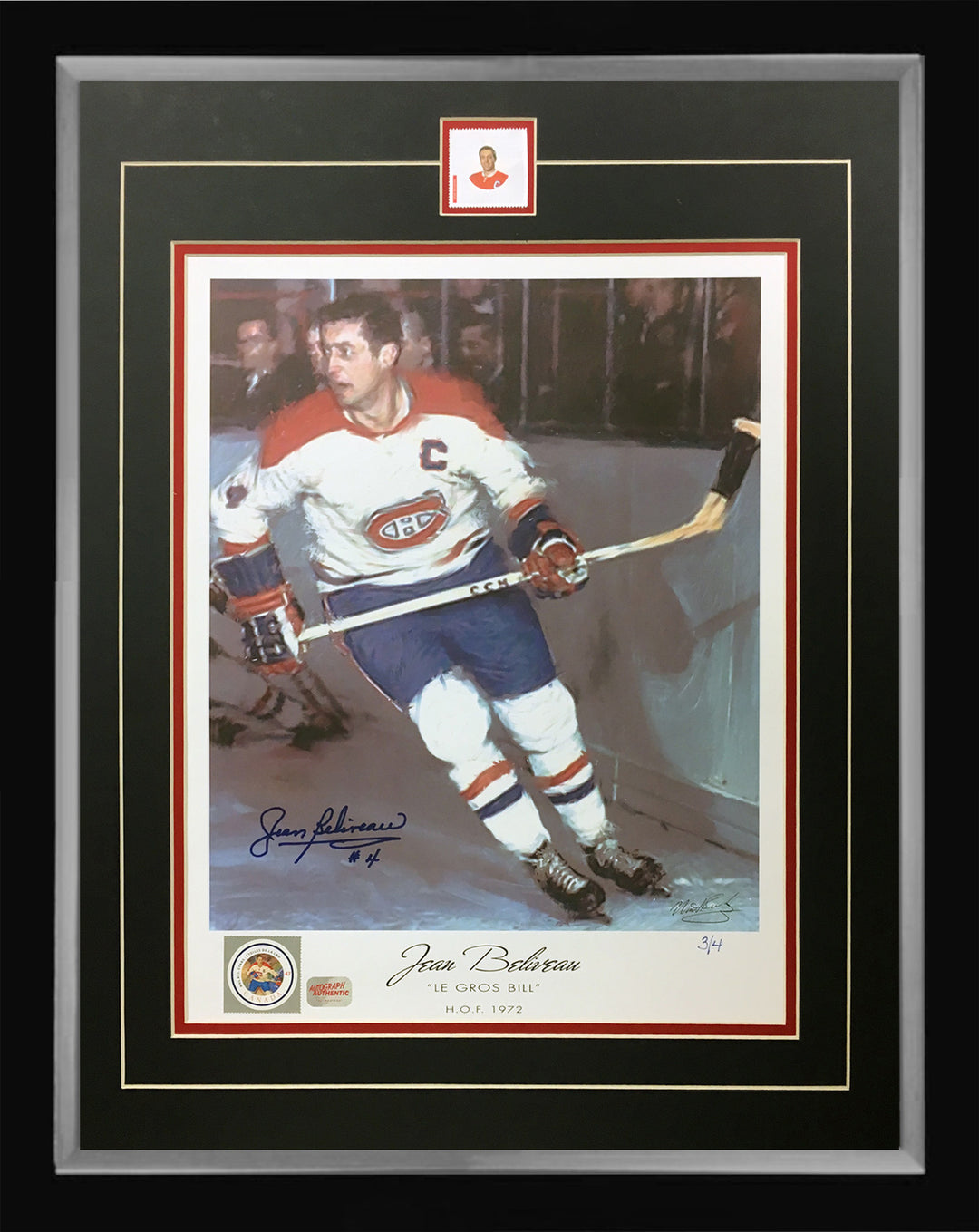 Autographed Jean Beliveau Lithograph Ltd. Ed. 3 Of 4 Montreal Canadiens, Montreal Canadiens, NHL, Hockey, Autographed, Signed, AAPCH31673