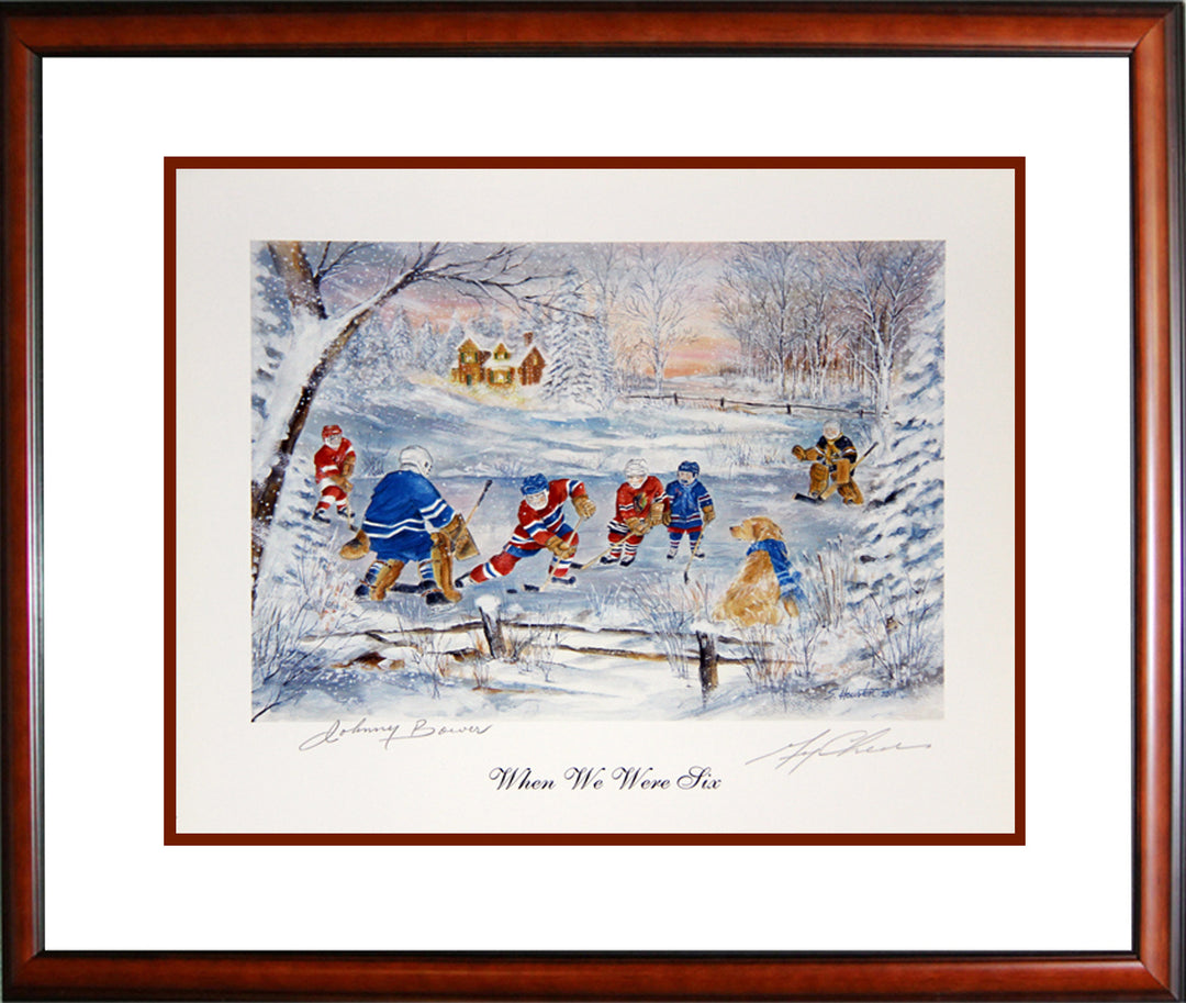 When We Were Six, Bower & Cheevers, Toronto, Boston, Framed , Toronto Maple Leafs, Boston Bruins, NHL, Hockey, Autographed, Signed, AACMH30227