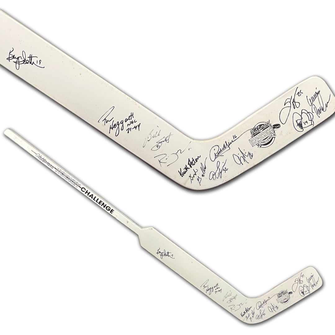 Oldtimers Hockey Challenge Goalie Stick With 13 Autographs, Multiple Teams, NHL, Hockey, Autographed, Signed, AAPCH33277