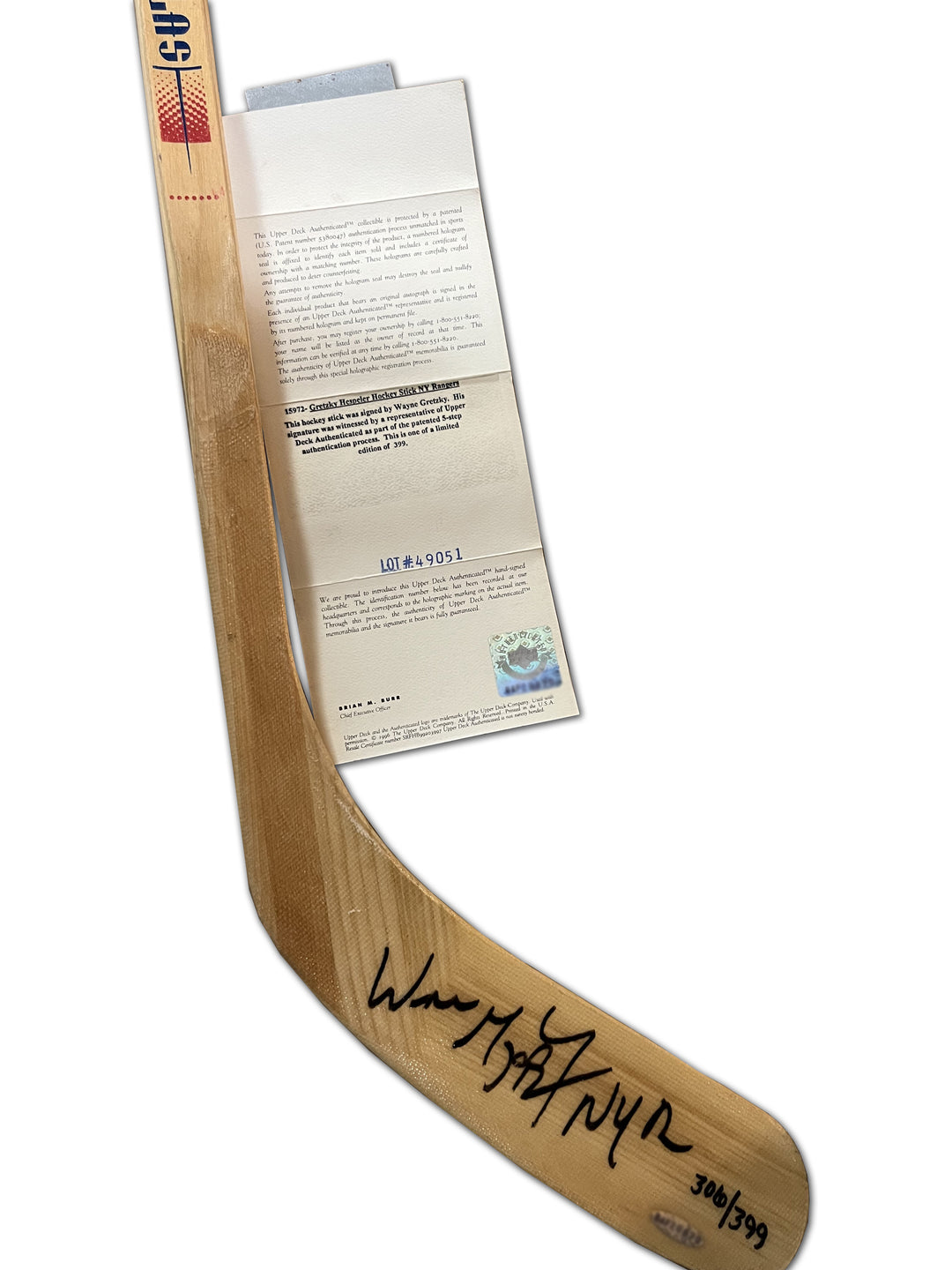 Wayne Gretzky Signed Hockey Stick Limited Edition 306/399 Hespler - Uda Coa, Edmonton Oilers, NHL, Hockey, Autographed, Signed, AAPCH33205