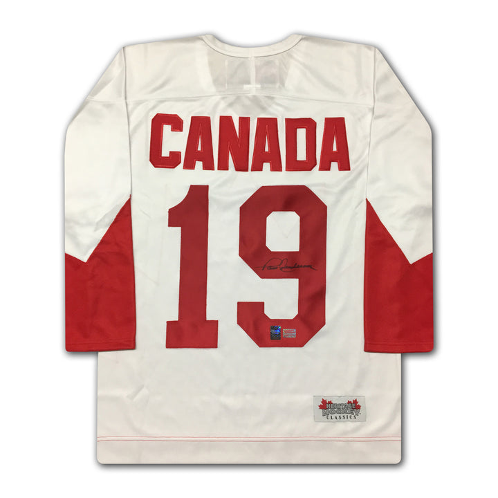 Paul Henderson Team Canada Signed 1972 White Jersey Summit Series, Team Canada, International, Hockey, Autographed, Signed, AAAJH30517