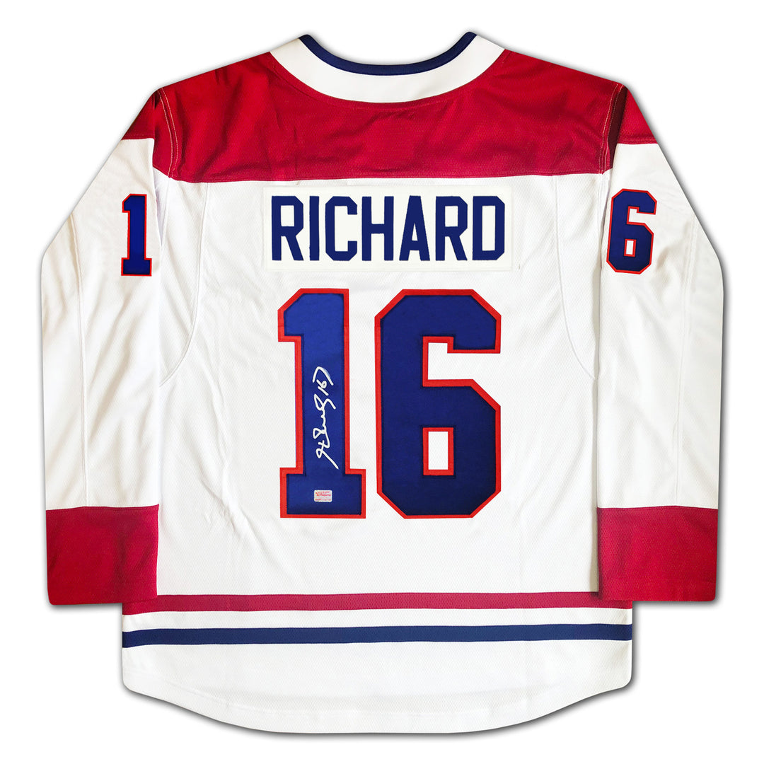 Henri Richard Autographed White Montreal Canadiens Jersey, Montreal Canadiens, NHL, Hockey, Autographed, Signed, AAAJH33240