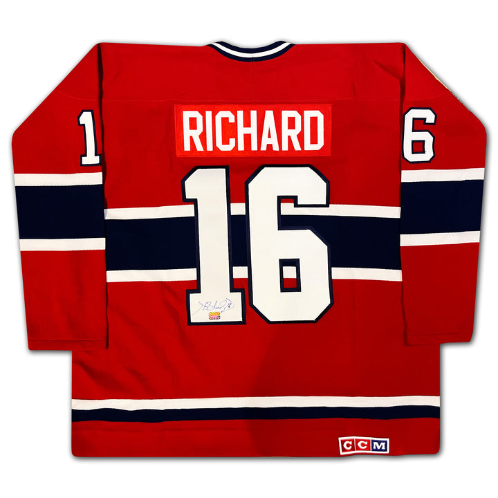 Henri Richard Autographed Red Montreal Canadiens Jersey, Montreal Canadiens, NHL, Hockey, Autographed, Signed, AAAJH30127