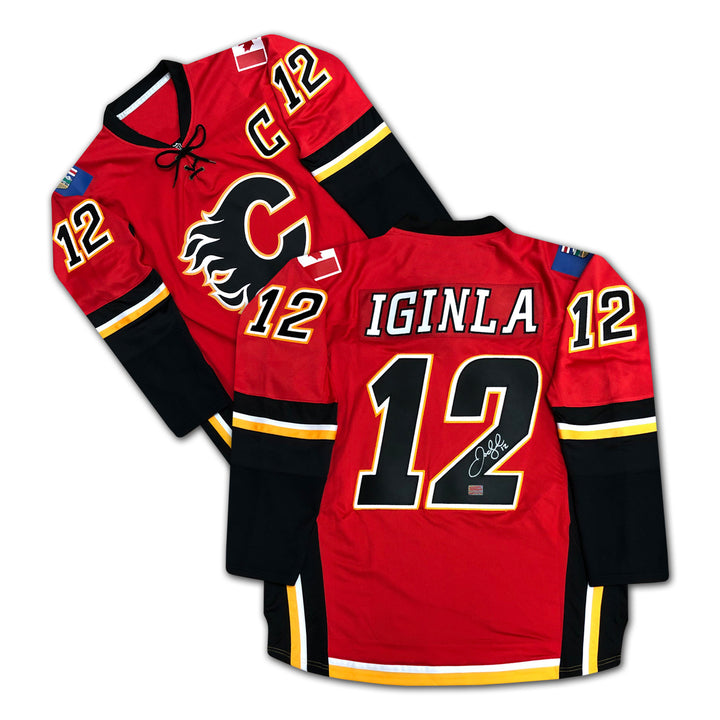 Jarome Iginla Autographed Red Calgary Flames Jersey, Calgary Flames, NHL, Hockey, Autographed, Signed, AAAJH32575