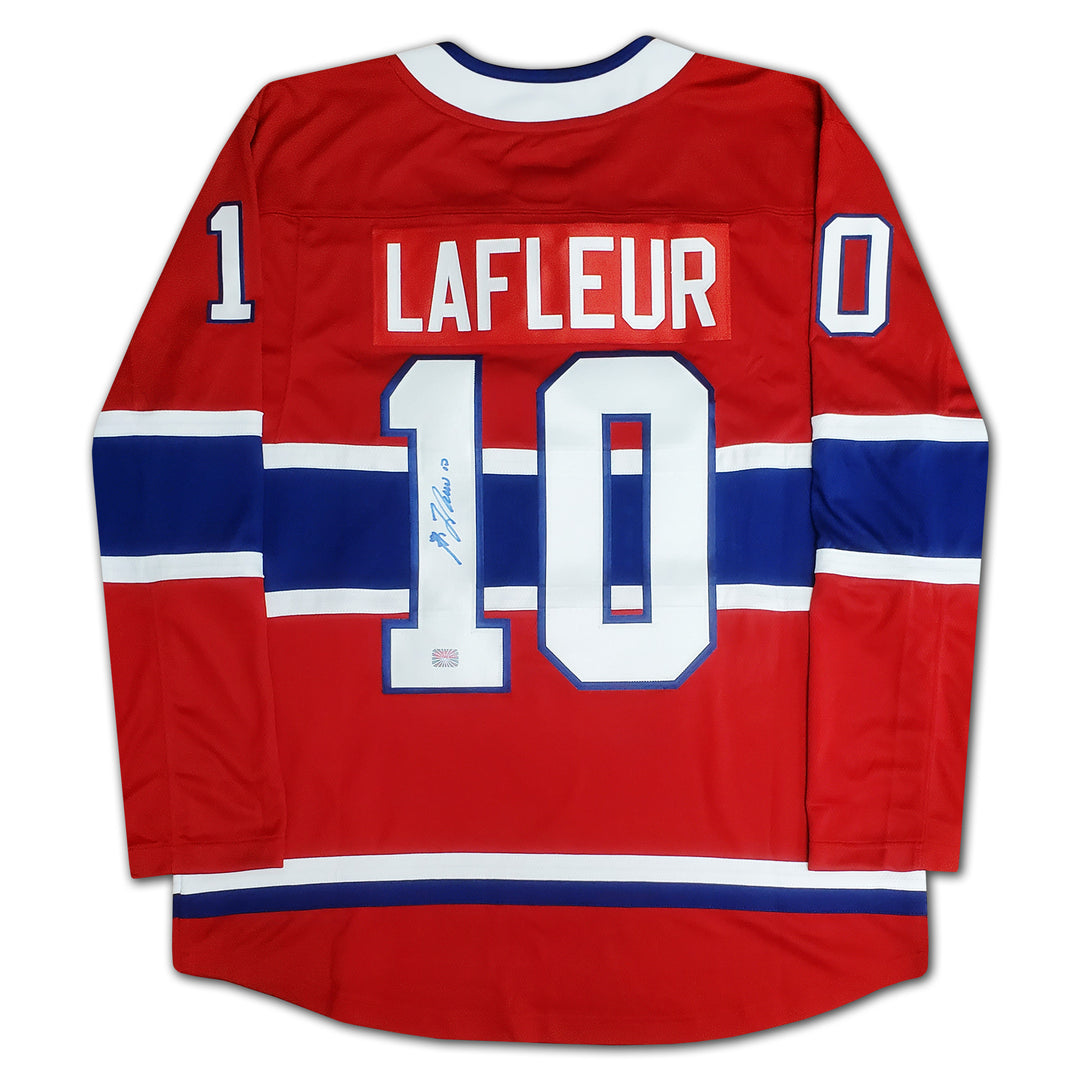 Guy Lafleur Autographed Red Montreal Canadiens Jersey, Montreal Canadiens, NHL, Hockey, Autographed, Signed, AAAJH30125