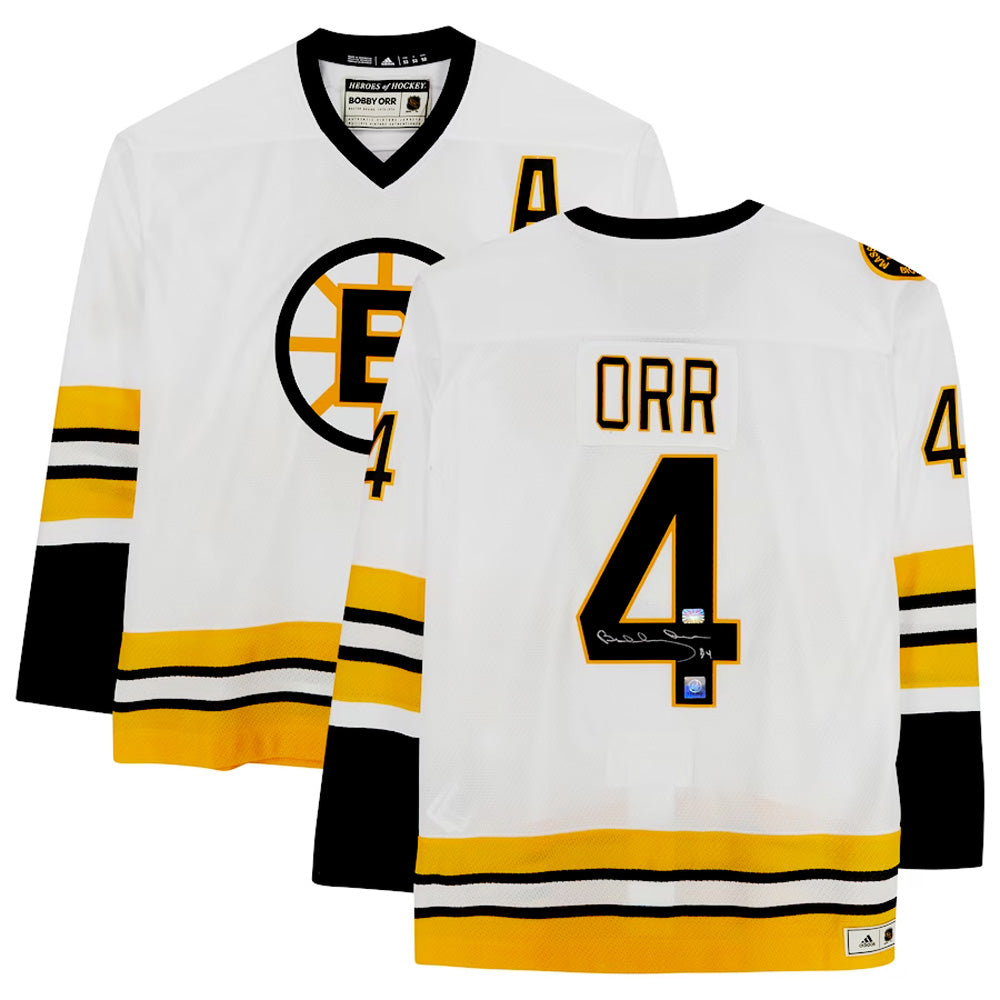 Bobby Orr Signed White Boston Bruins Heroes Of Hockey Jersey Gnr Coa, Boston Bruins, NHL, Hockey, Autographed, Signed, AAAJH33212
