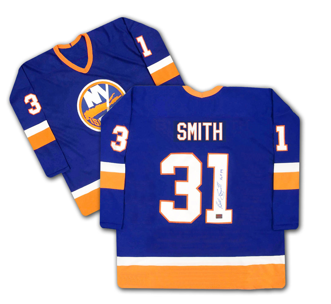 Billy Smith Autographed Blue New York Islanders Jersey, New York Islanders, NHL, Hockey, Autographed, Signed, AAAJH30107