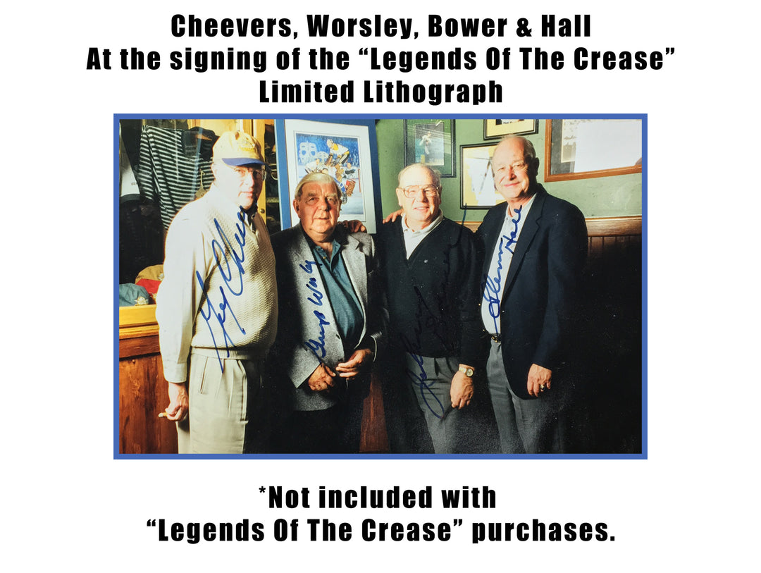 Framed Signed Litho: Bower, Cheevers, Hall, Worsely Ltd Ed Artist Proof Of 197, Original Six, NHL, Hockey, Autographed, Signed, AALCH33193